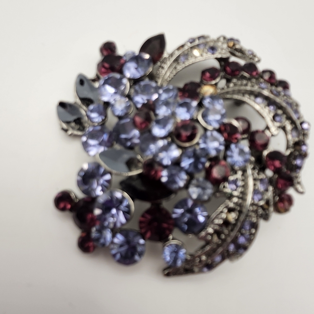 Source Unknown Silver and Purple Brooch